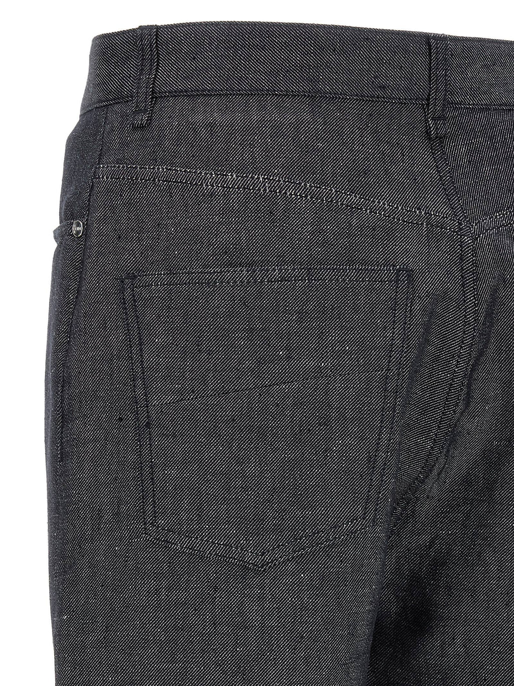 Gray Linen Straight-Leg Jeans