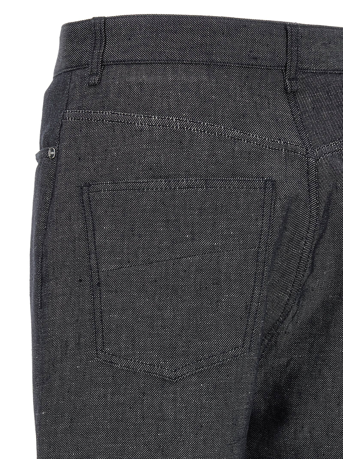 Gray Linen Straight-Leg Jeans
