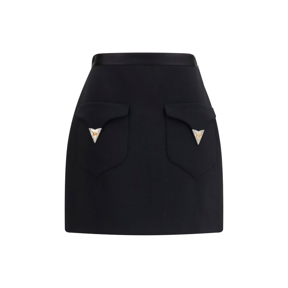 Black Wool Oves Aries Mini Skirt