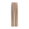 Beige Silk Casual Pants