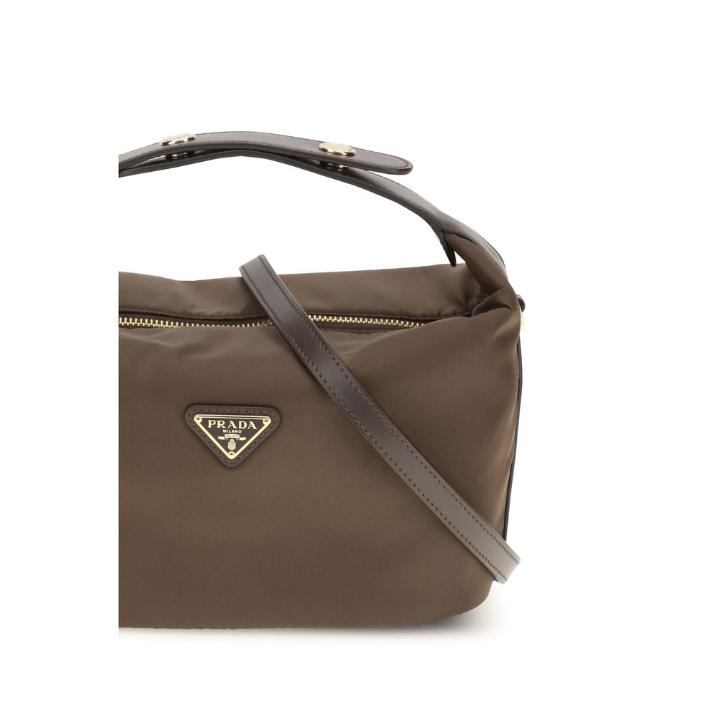 Brown Recycled Polyamide Shoulder Bag