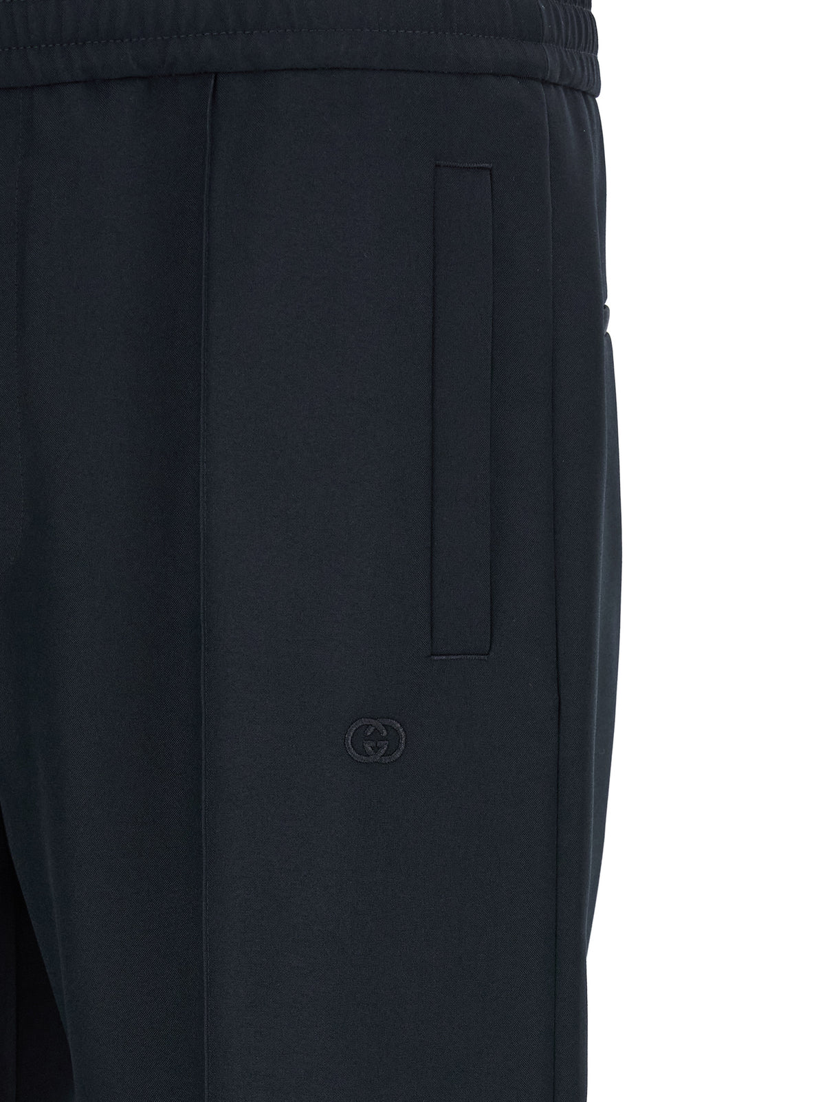 Blue Polyester Casual Pants