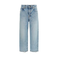 Blue Cotton Cropped Jeans