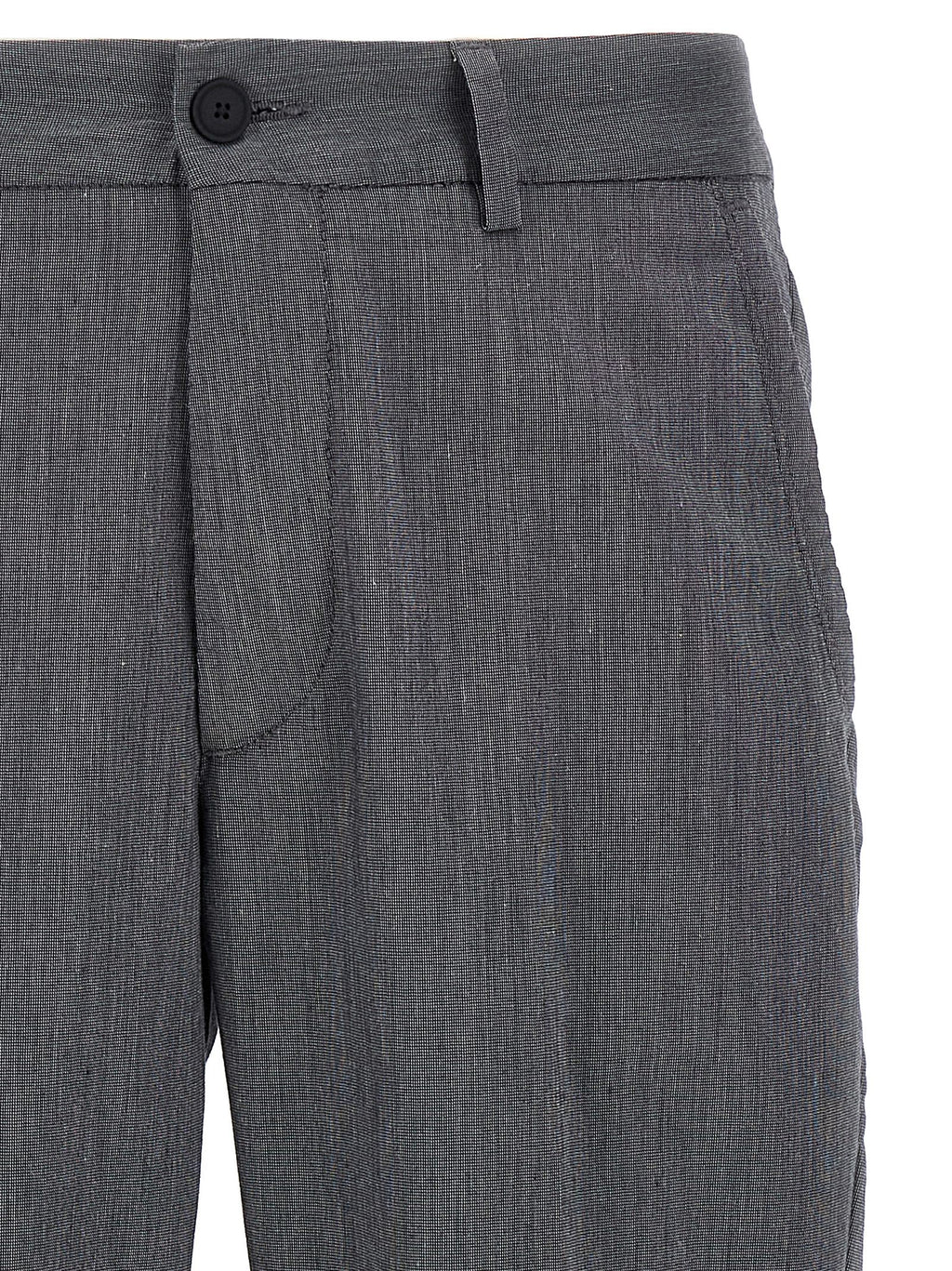 Blue Cotton Casual Pants