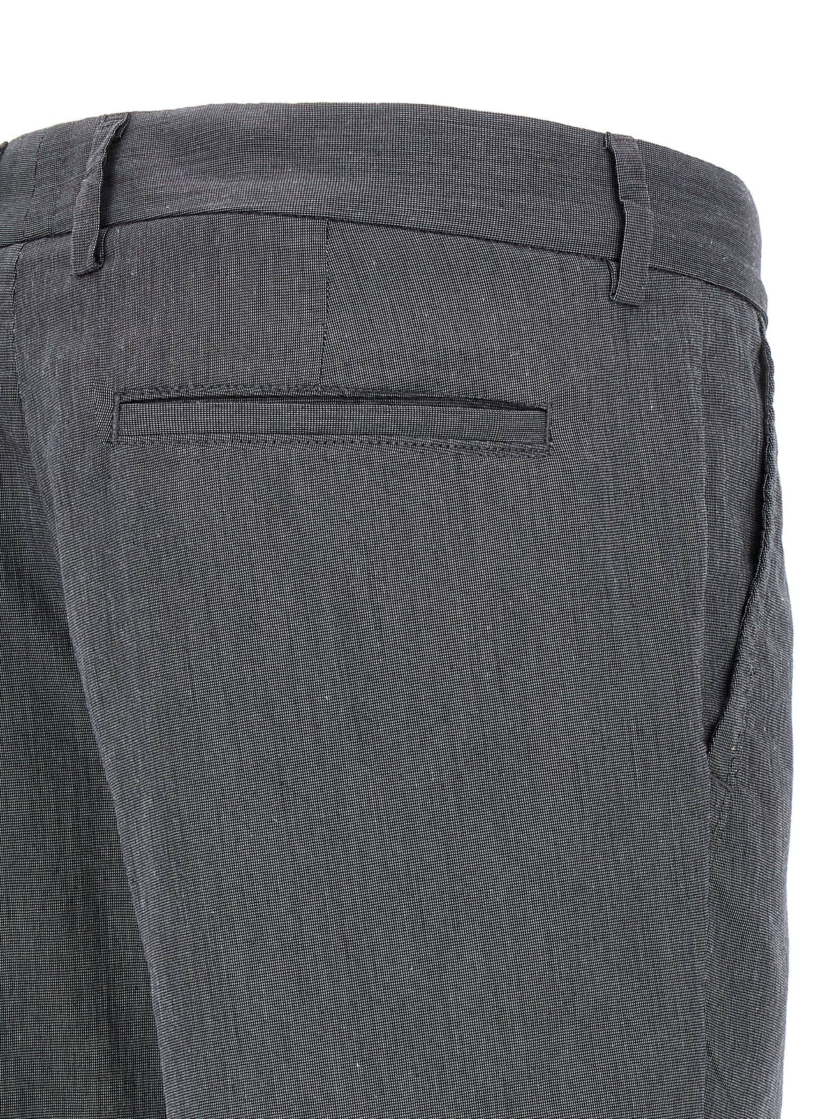 Blue Cotton Casual Pants