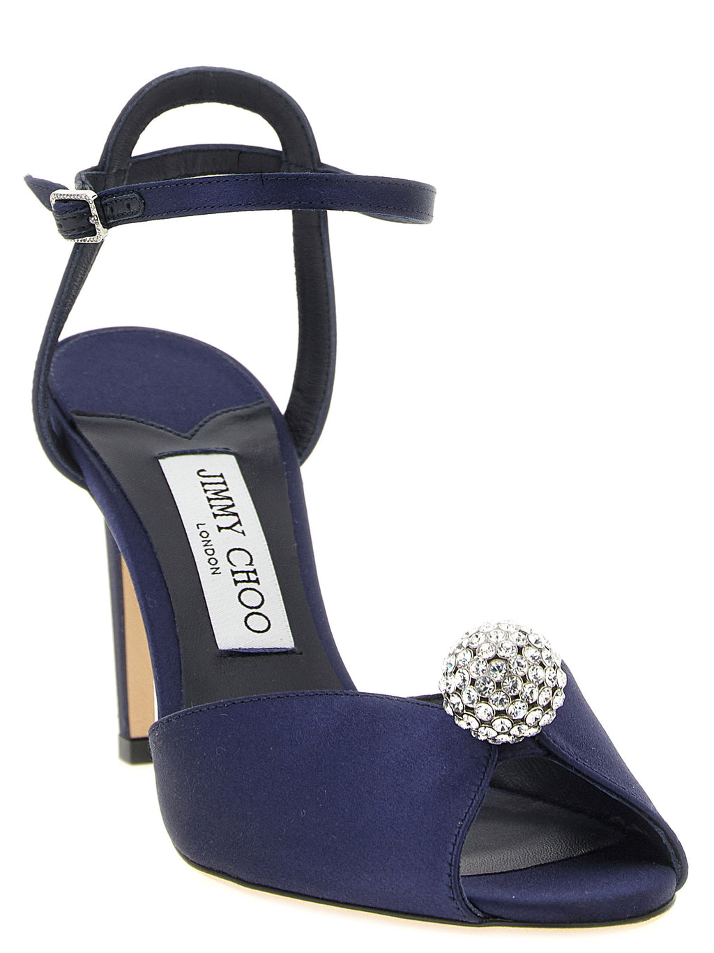 Blue Tencel Stiletto Heel Sandals