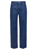 Blue Cotton Straight-Leg Jeans