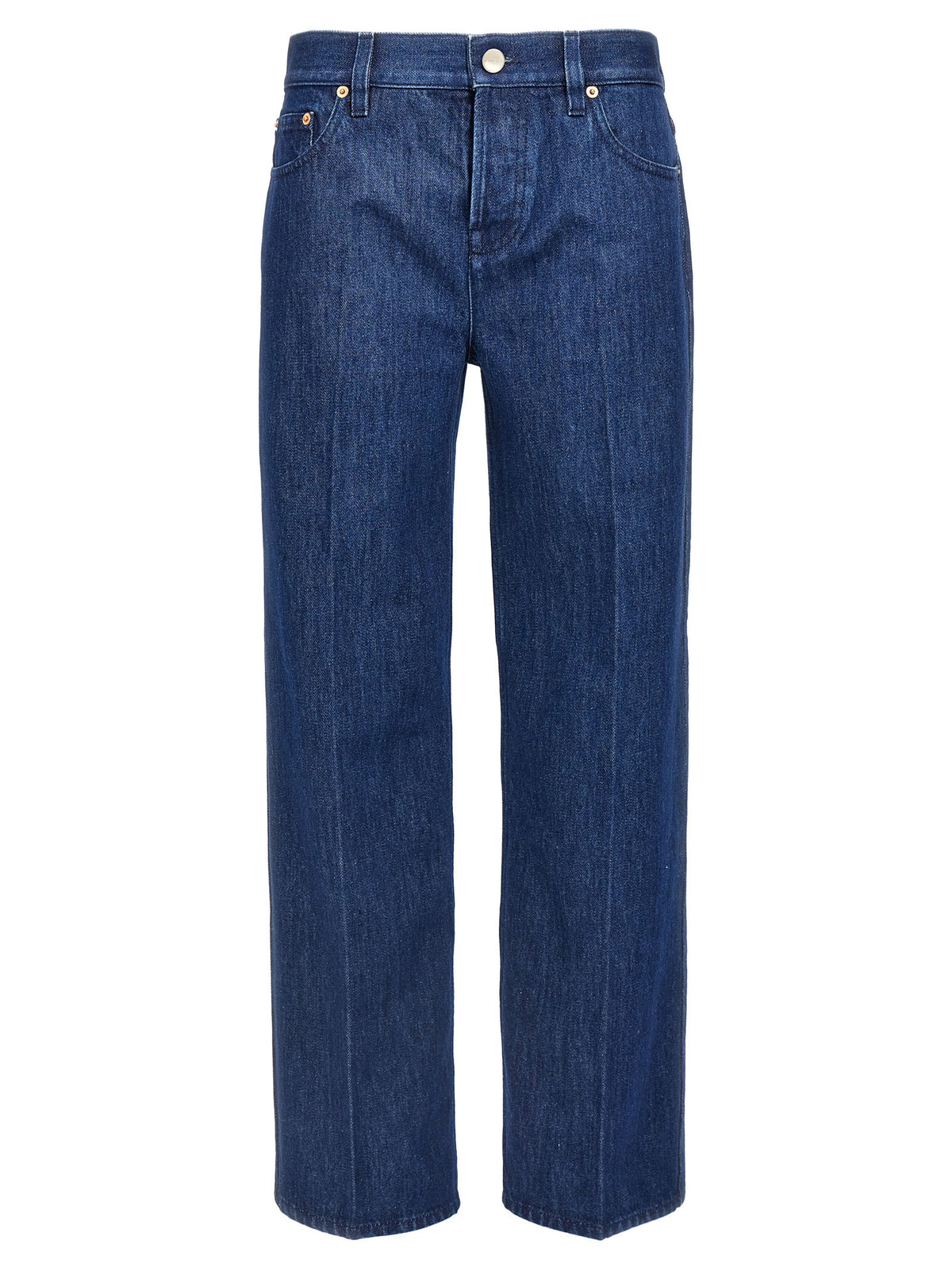 Blue Cotton Straight-Leg Jeans