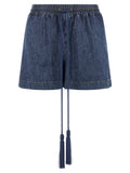 Blue Cotton Bermuda Shorts