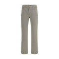 Beige Cotton Tapered Jeans