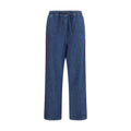 Blue Polyester Casual Pants