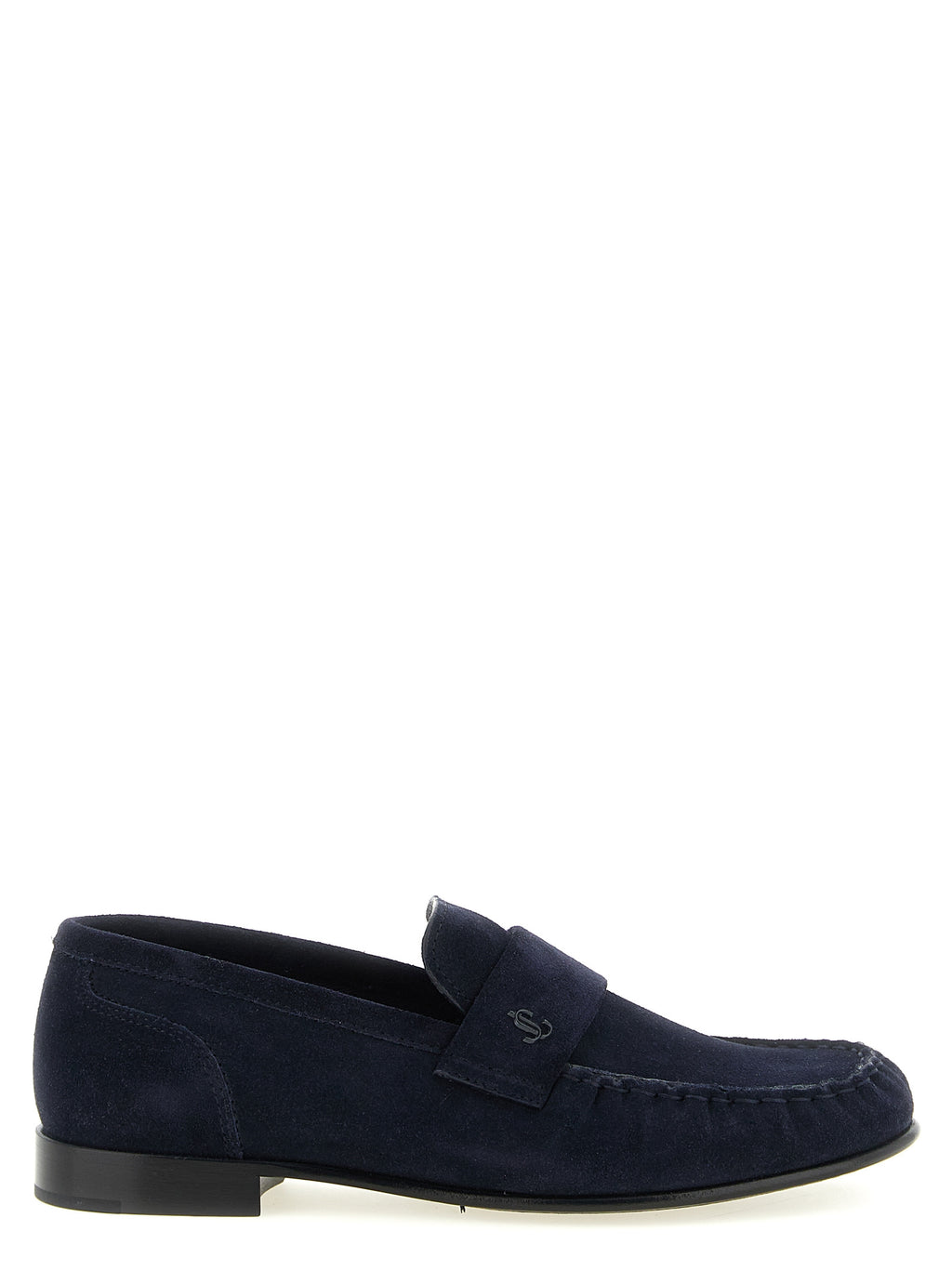 Blue Leather Slip-On Loafers