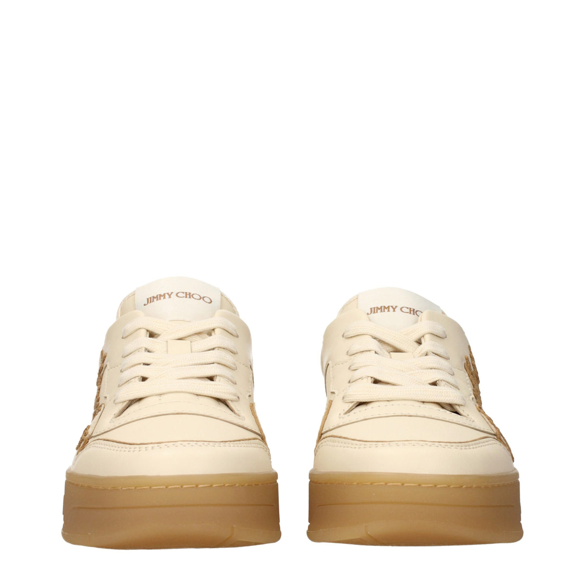 Beige Leather Low Top Sneakers