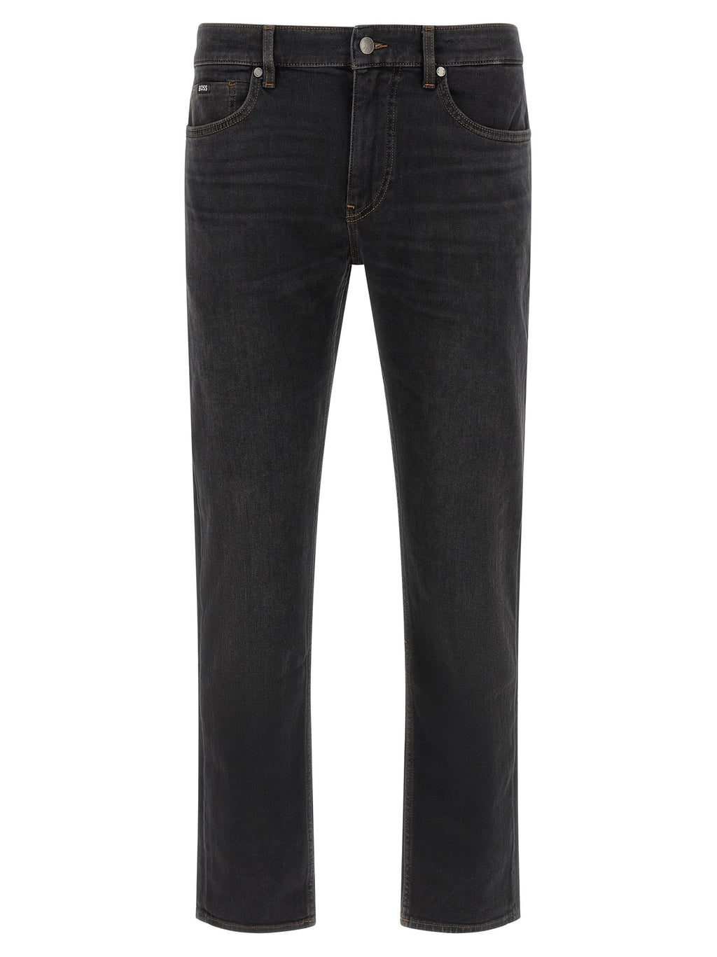 Black Cotton Straight-Leg Jeans