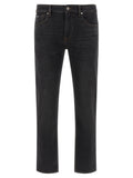 Black Cotton Straight-Leg Jeans
