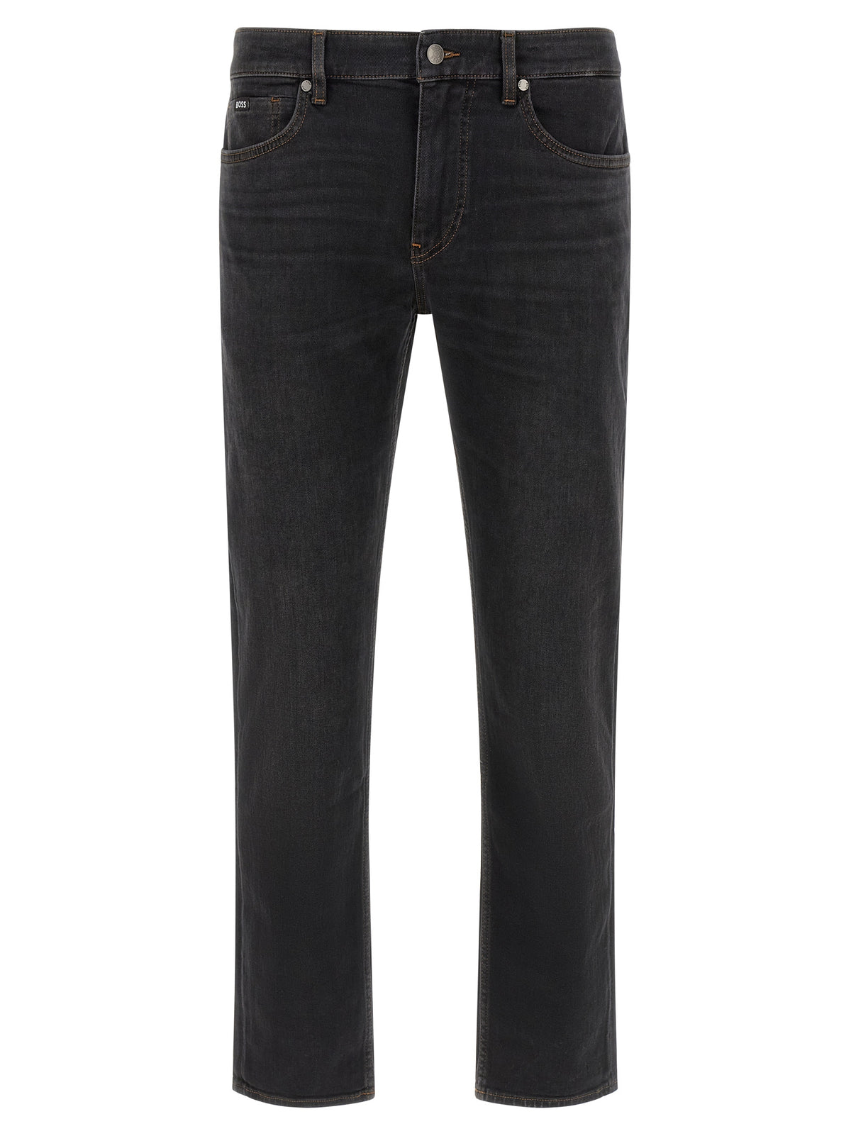 Black Cotton Straight-Leg Jeans