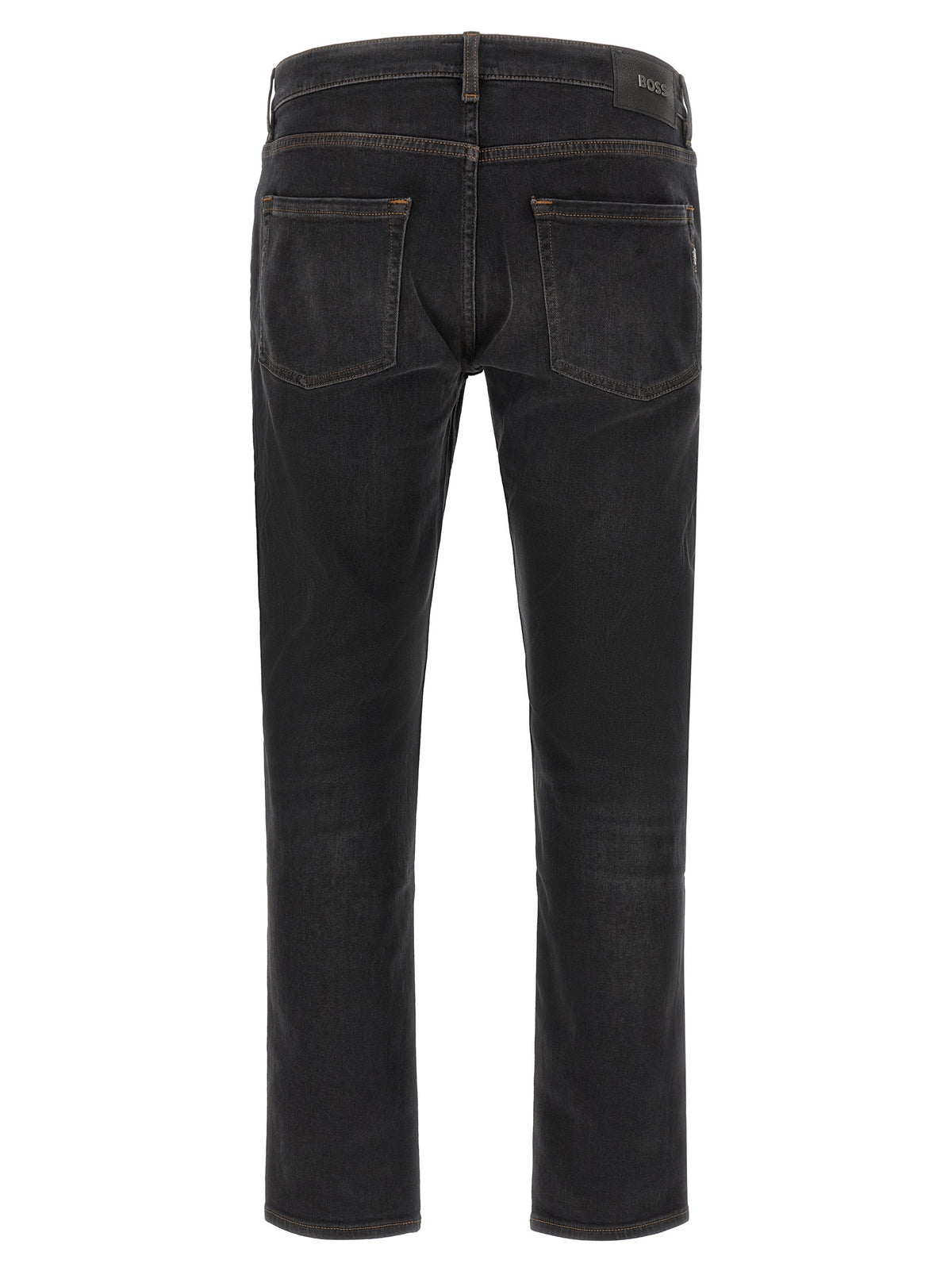 Black Cotton Straight-Leg Jeans