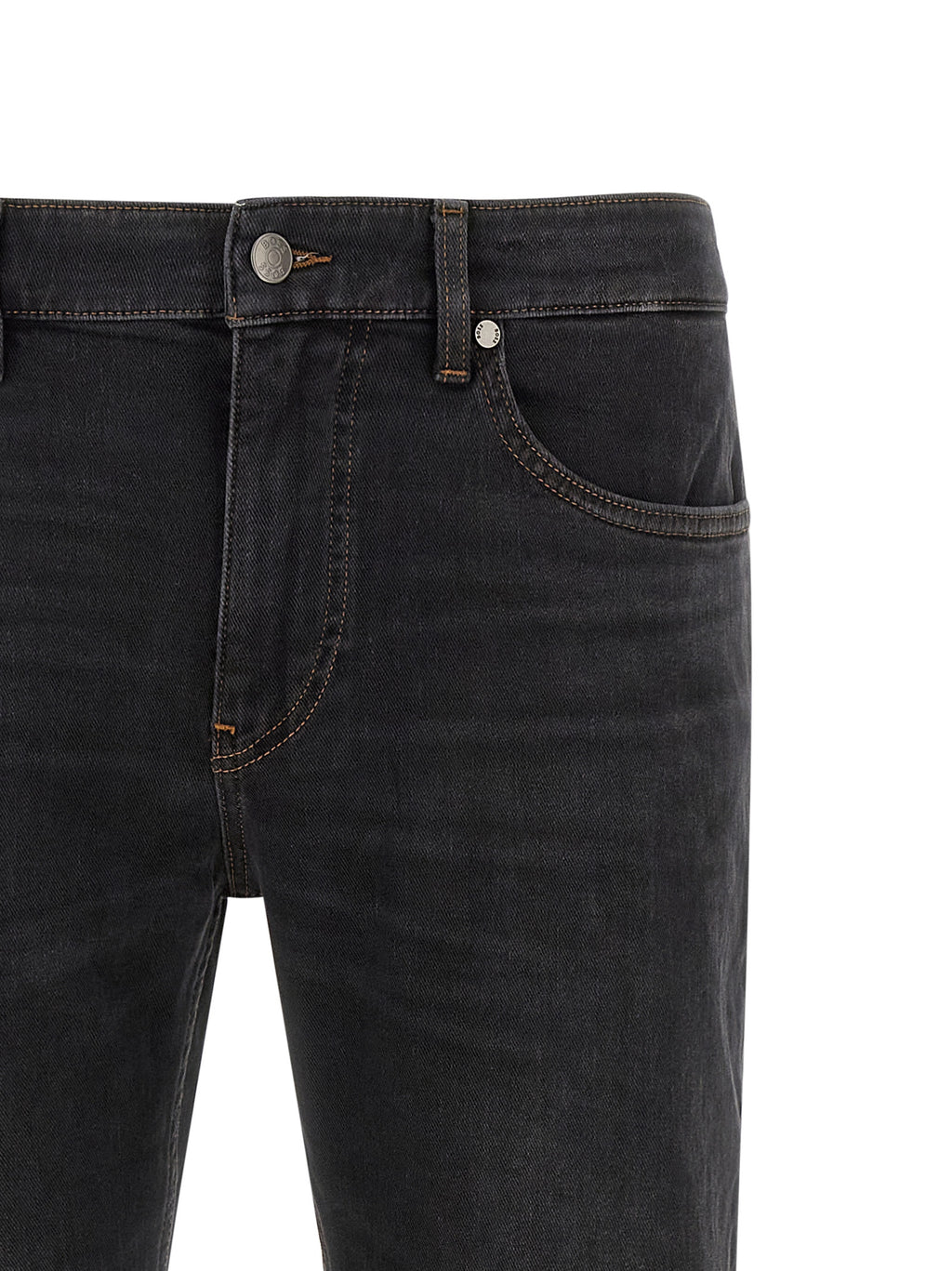 Black Cotton Straight-Leg Jeans