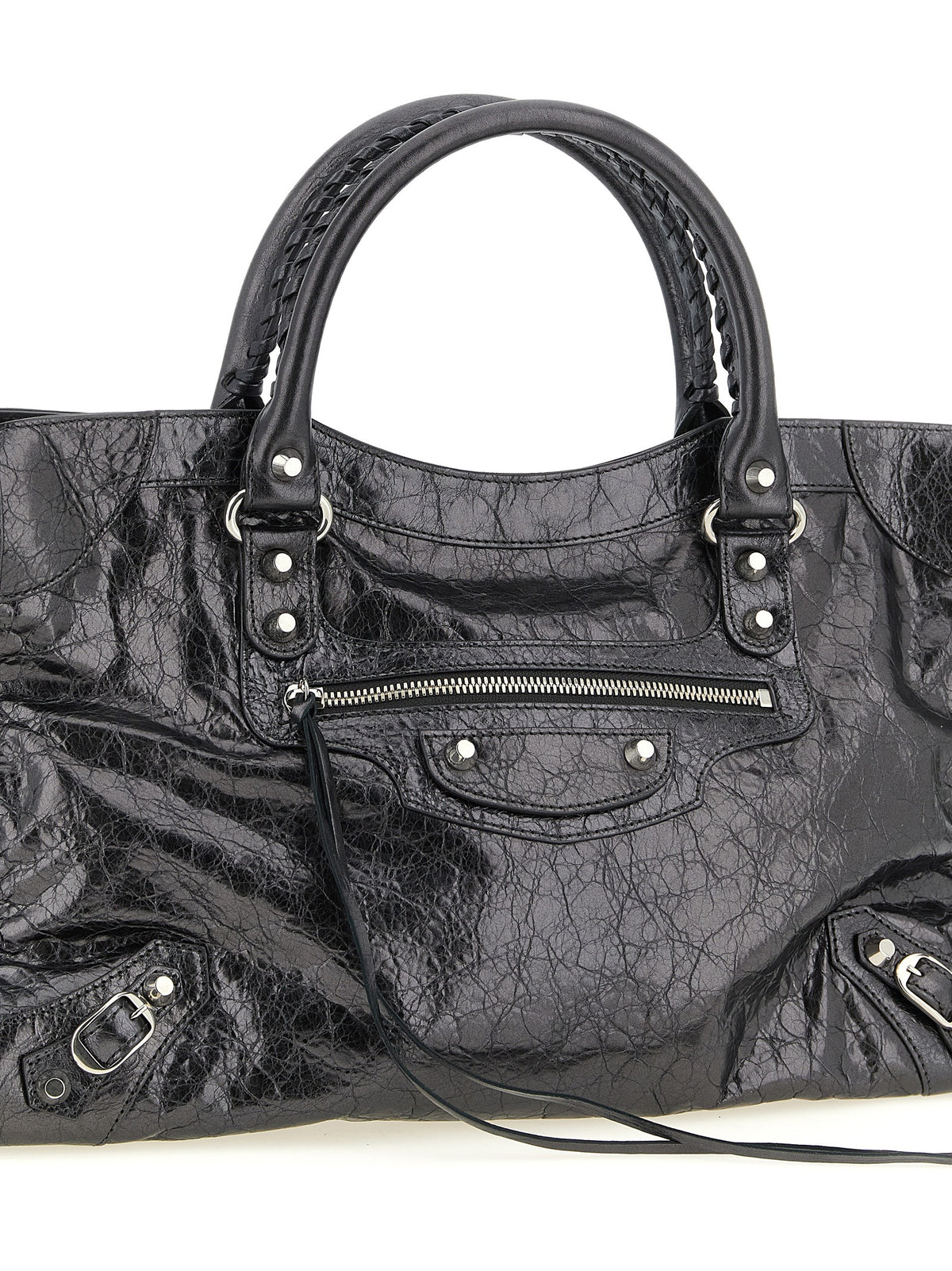 Silver Lamb Leather Handbag