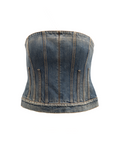 Blue Cotton Denim Top