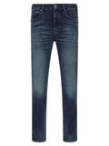 Blue Cotton Tapered Jeans