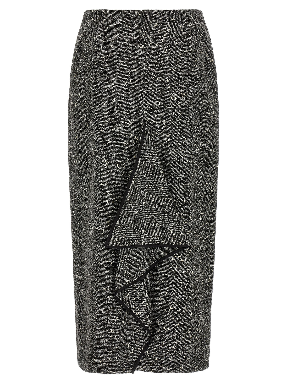 Bicolor Virgin Wool Midi Skirt