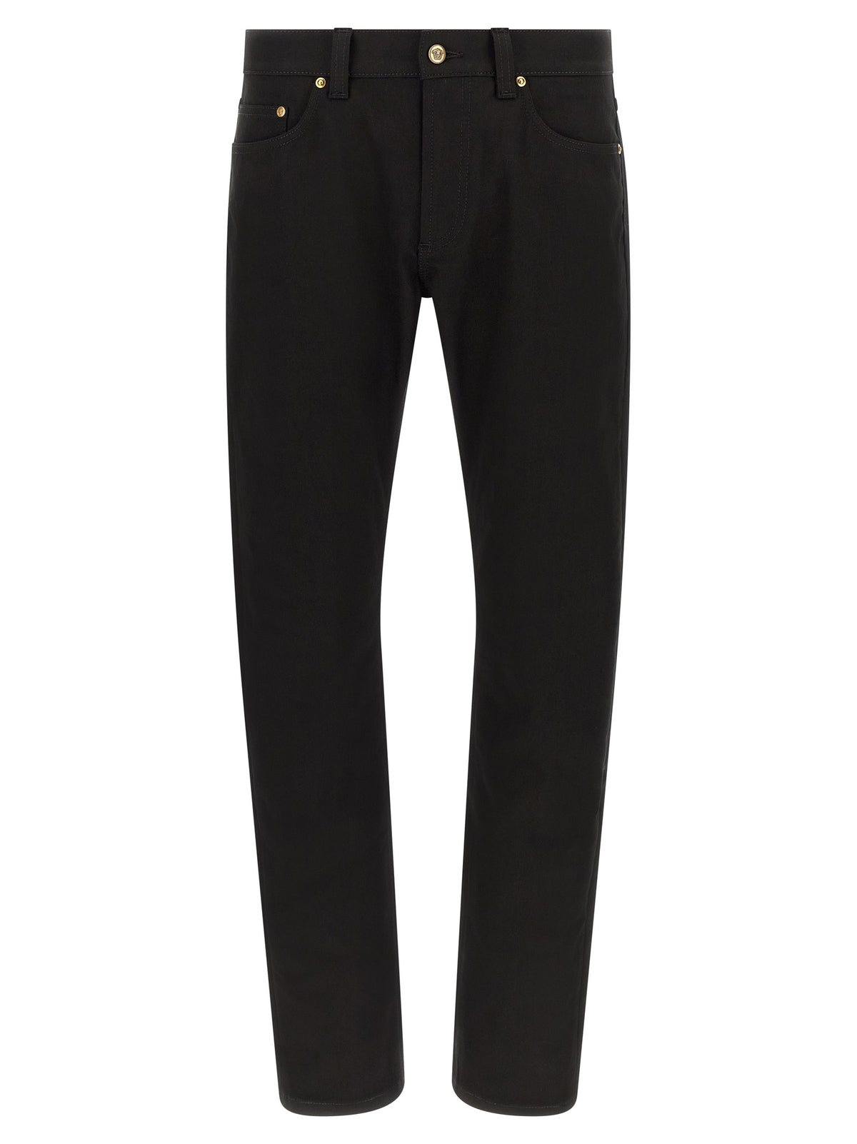 Black Cotton Straight-Leg Jeans