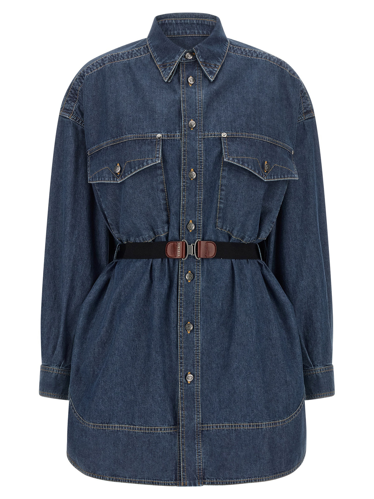 Blue Cotton Short Dress