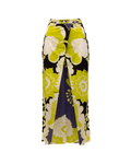 Women Floral Skirt in Black, Lime Green, White Details