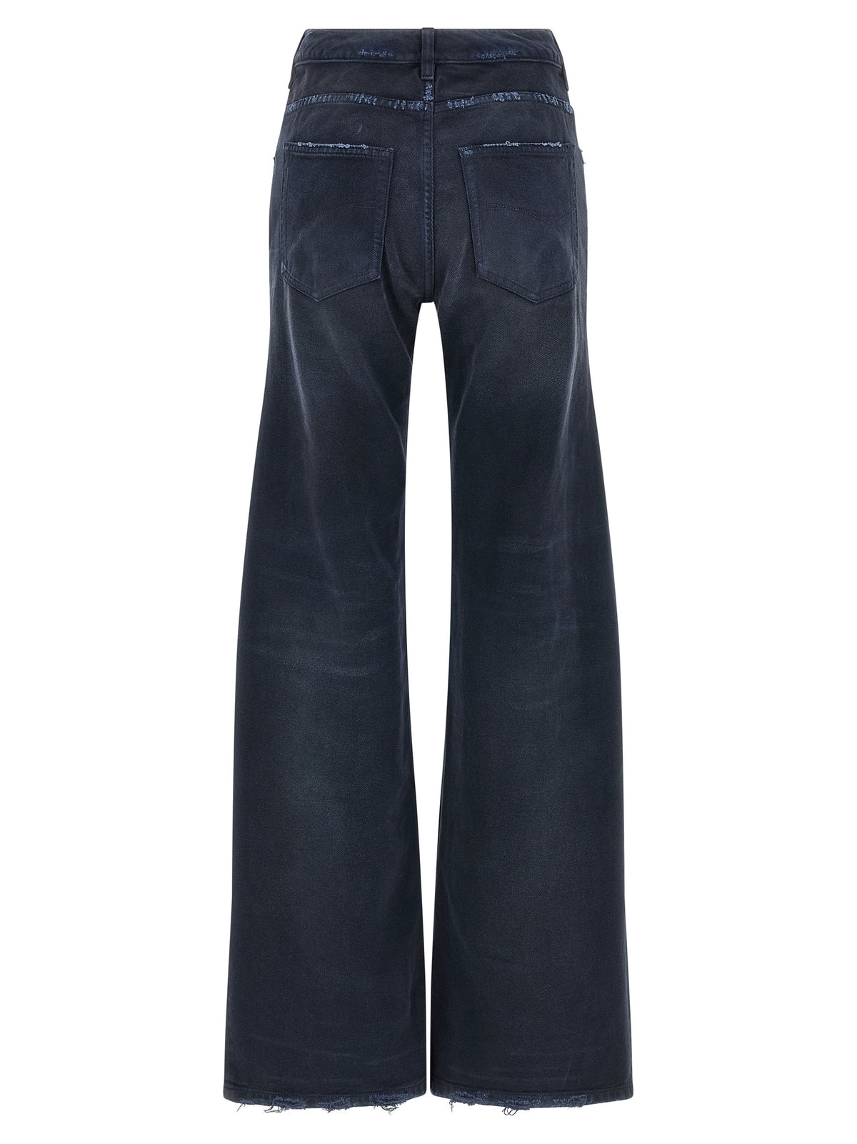 Blue Cotton Flared Jeans
