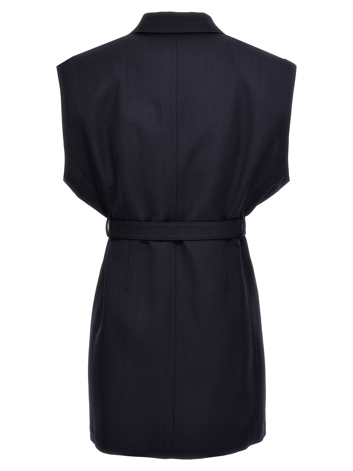 Blue Virgin Wool Sleeveless Jacket