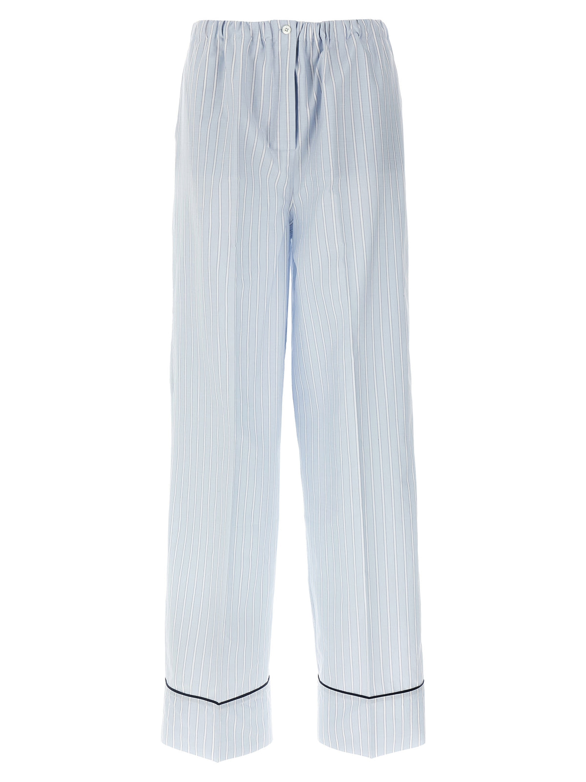 Blue Cotton Casual Pants