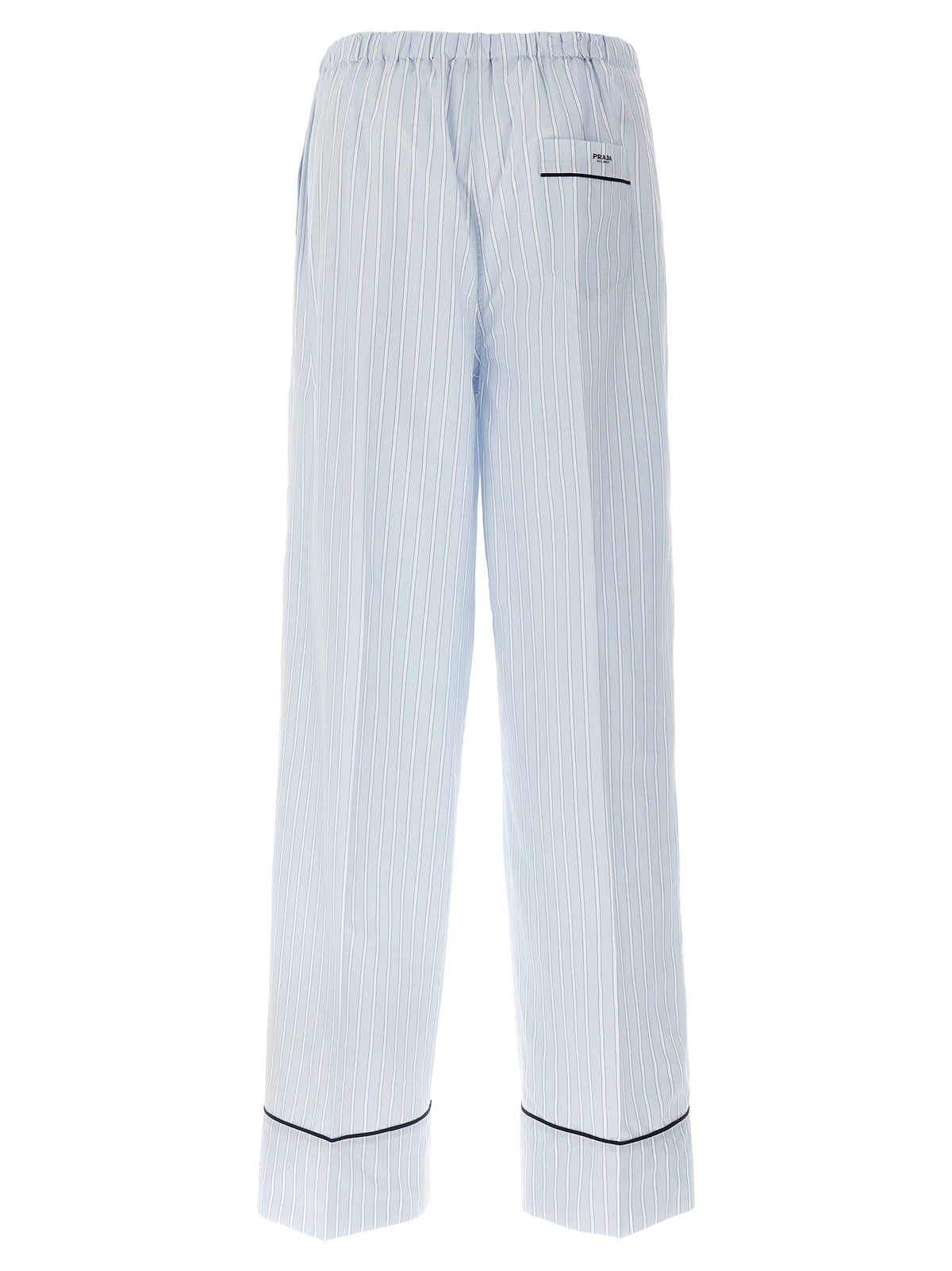 Blue Cotton Casual Pants