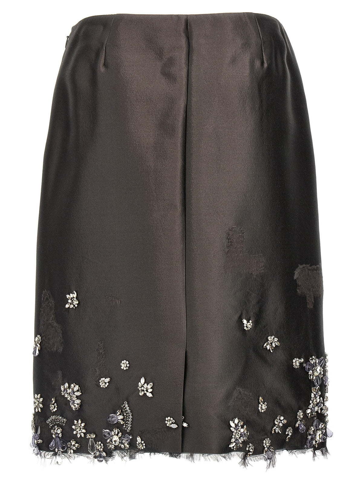 Gray Silk Midi Skirt