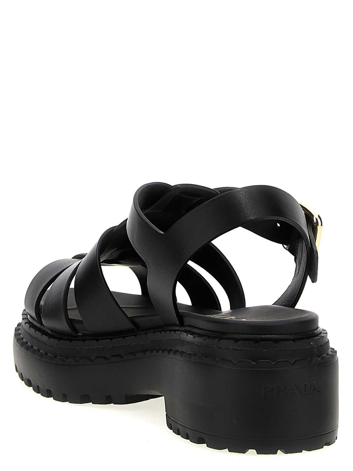 Black Calfskin Flat Sandals