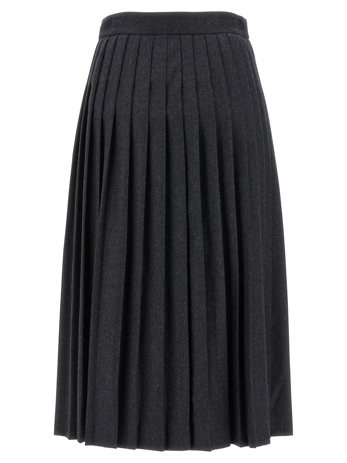 Gray Virgin Wool Midi Skirt