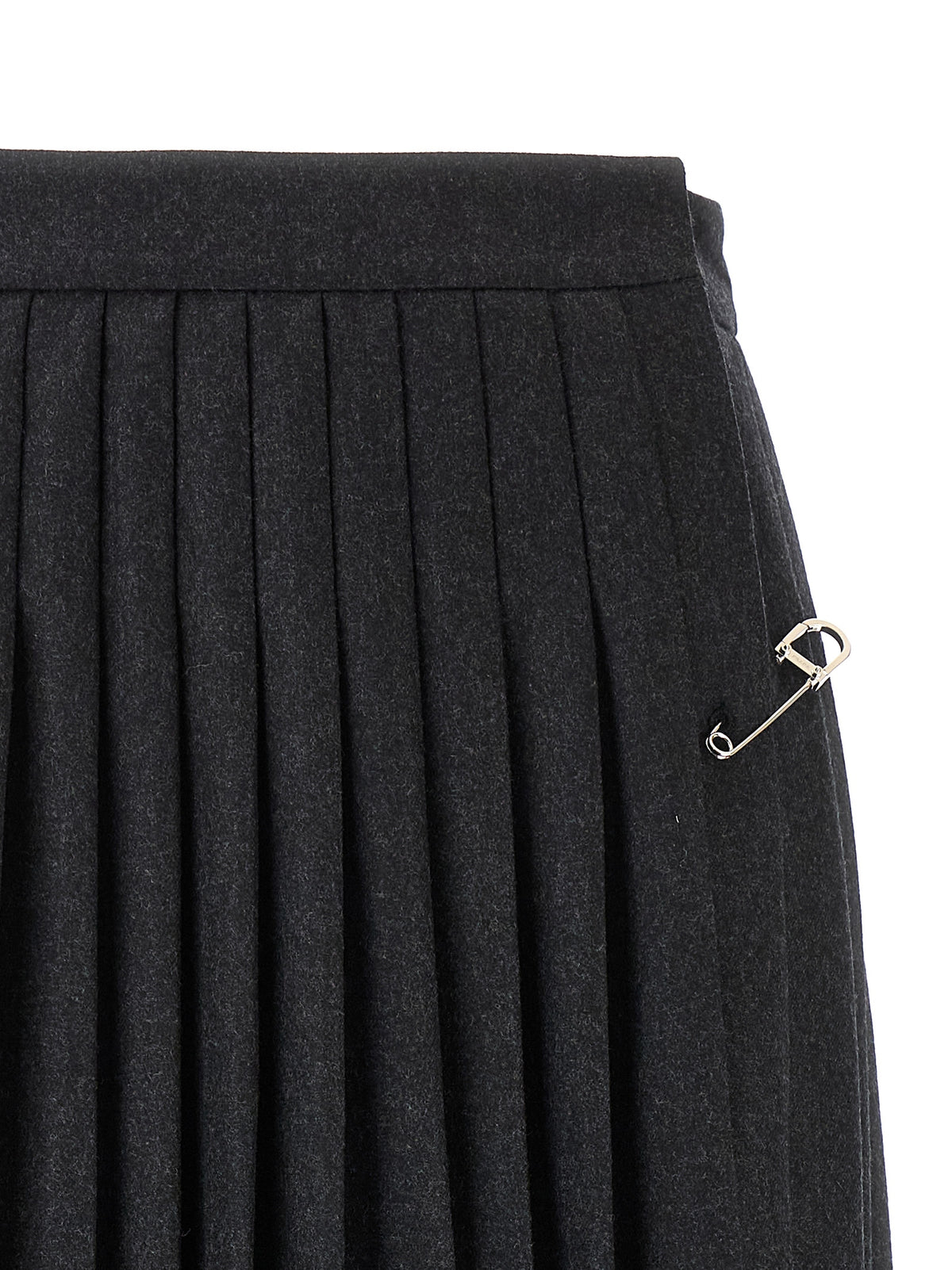 Gray Virgin Wool Midi Skirt