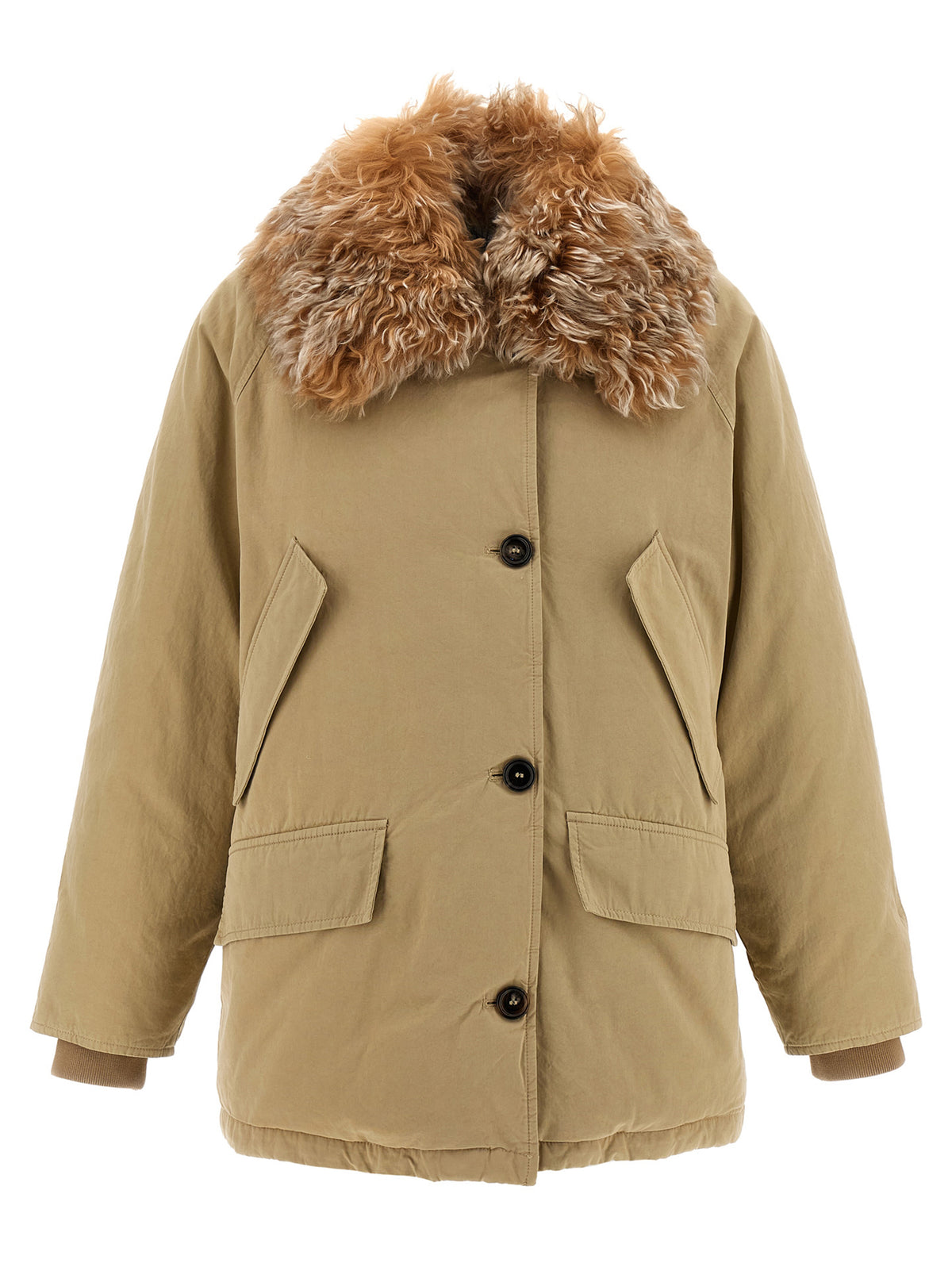 Beige Cotton Full-Length Jacket