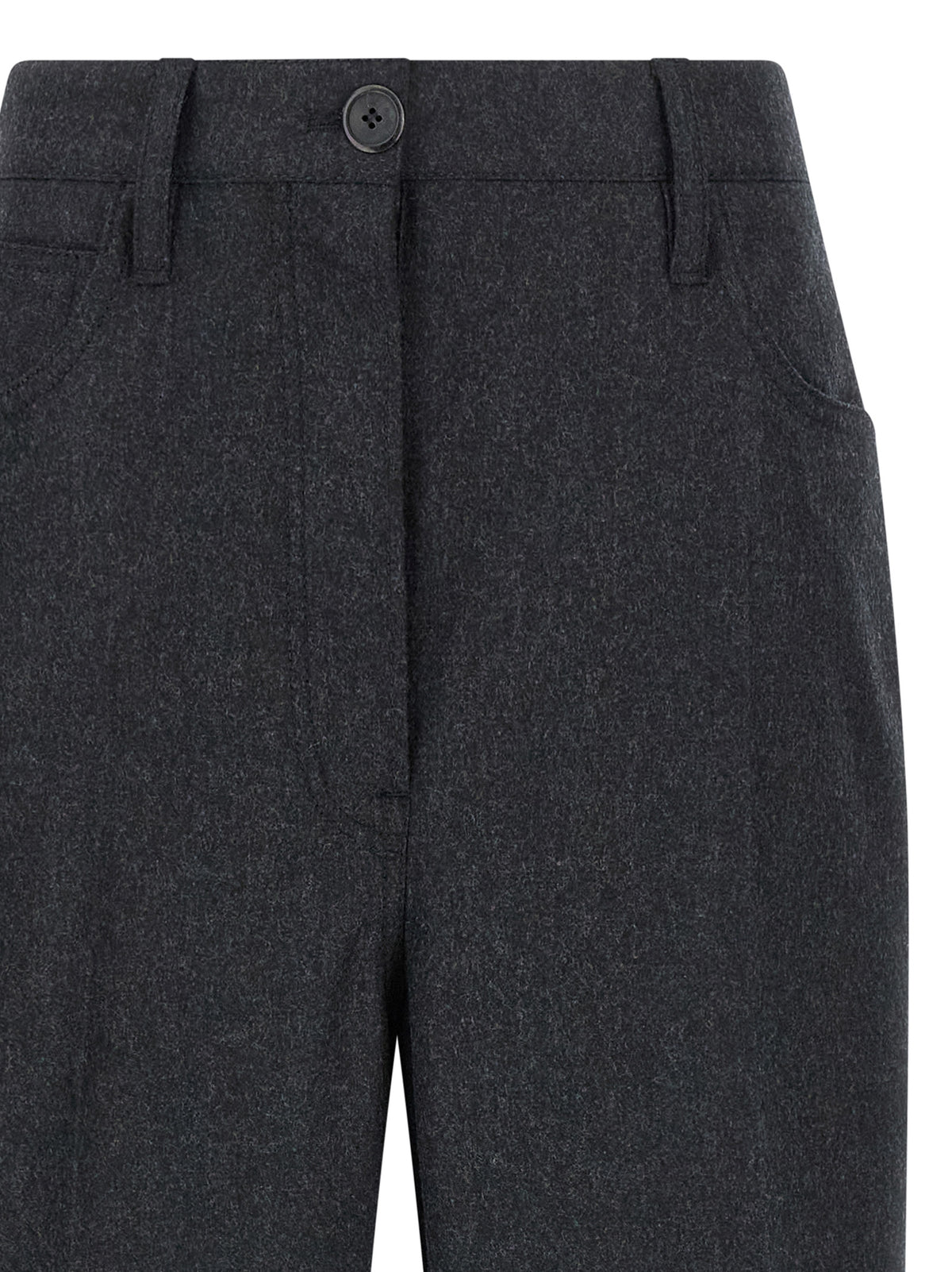 Gray Virgin Wool Casual Pants