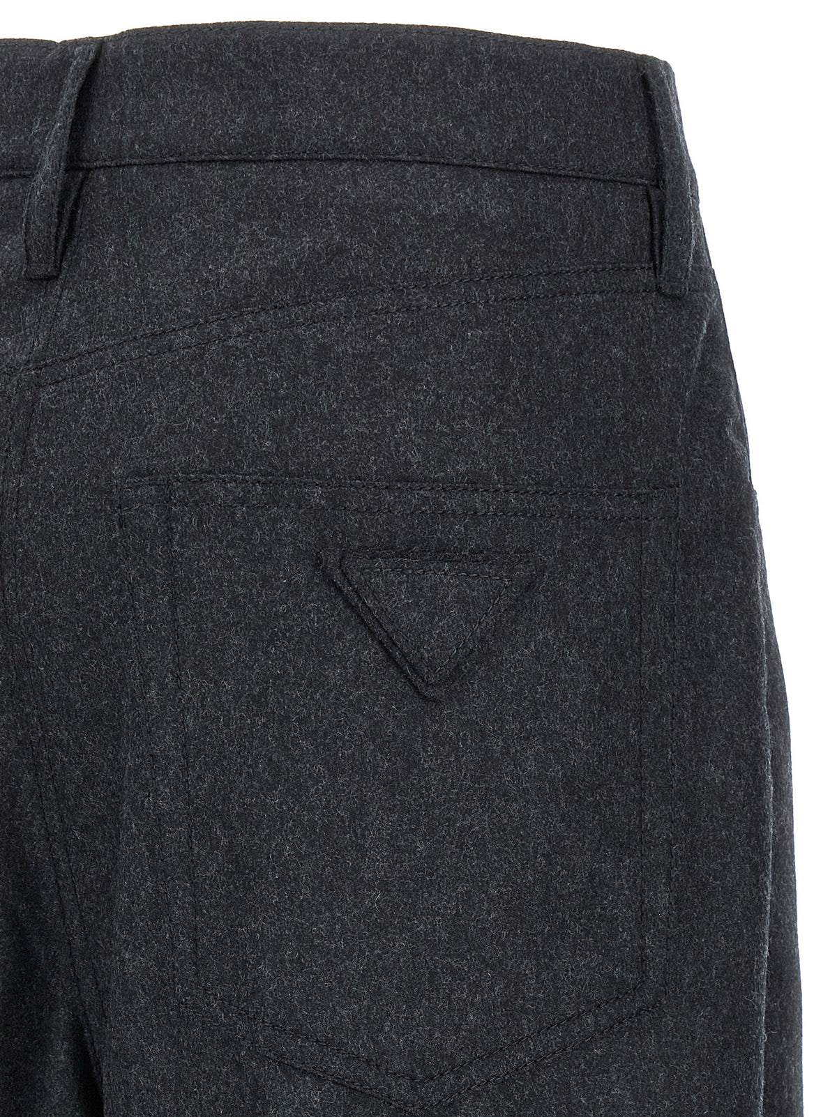 Gray Virgin Wool Casual Pants