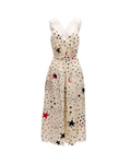 Midi Cream With Black And Red Stars Dress