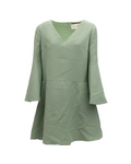 Sage Green V-Neck Dress with Bell Sleeves
