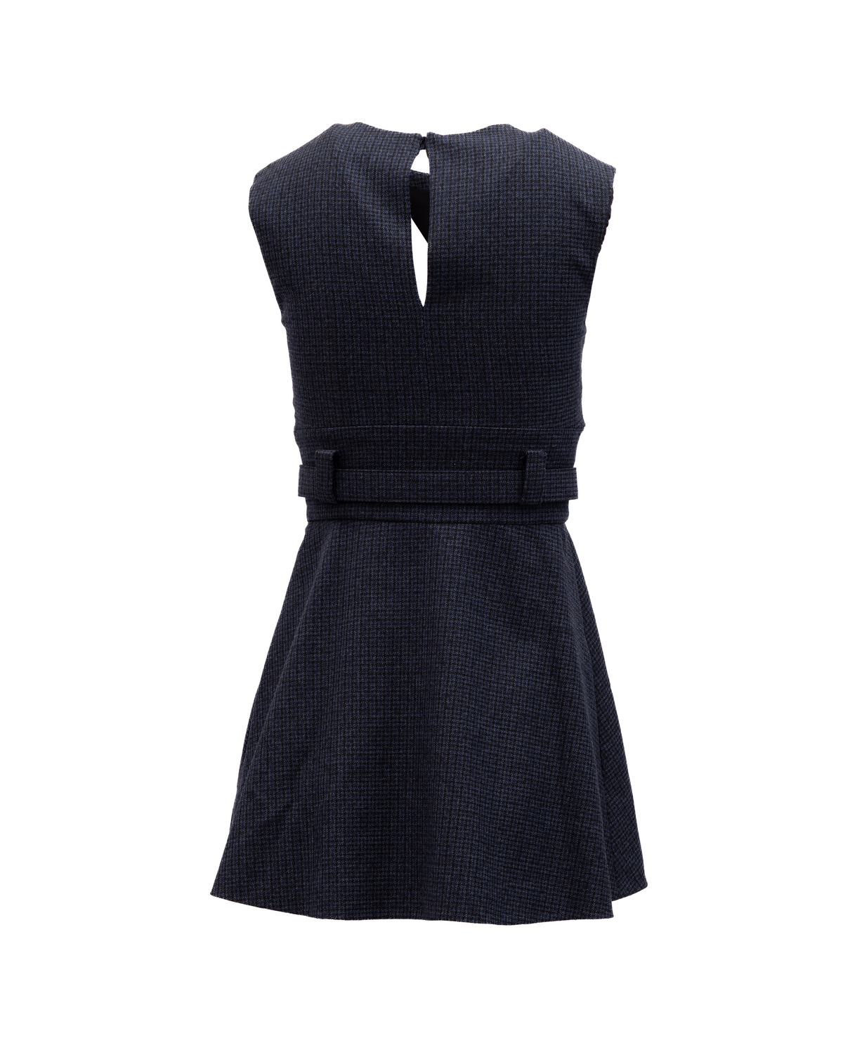 Navy Check Sleeveless Mini Dress