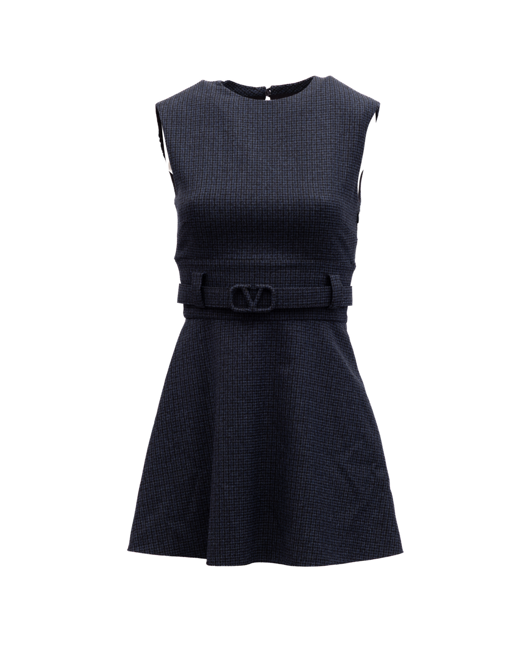 Navy Check Sleeveless Mini Dress
