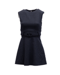 Navy Check Sleeveless Mini Dress
