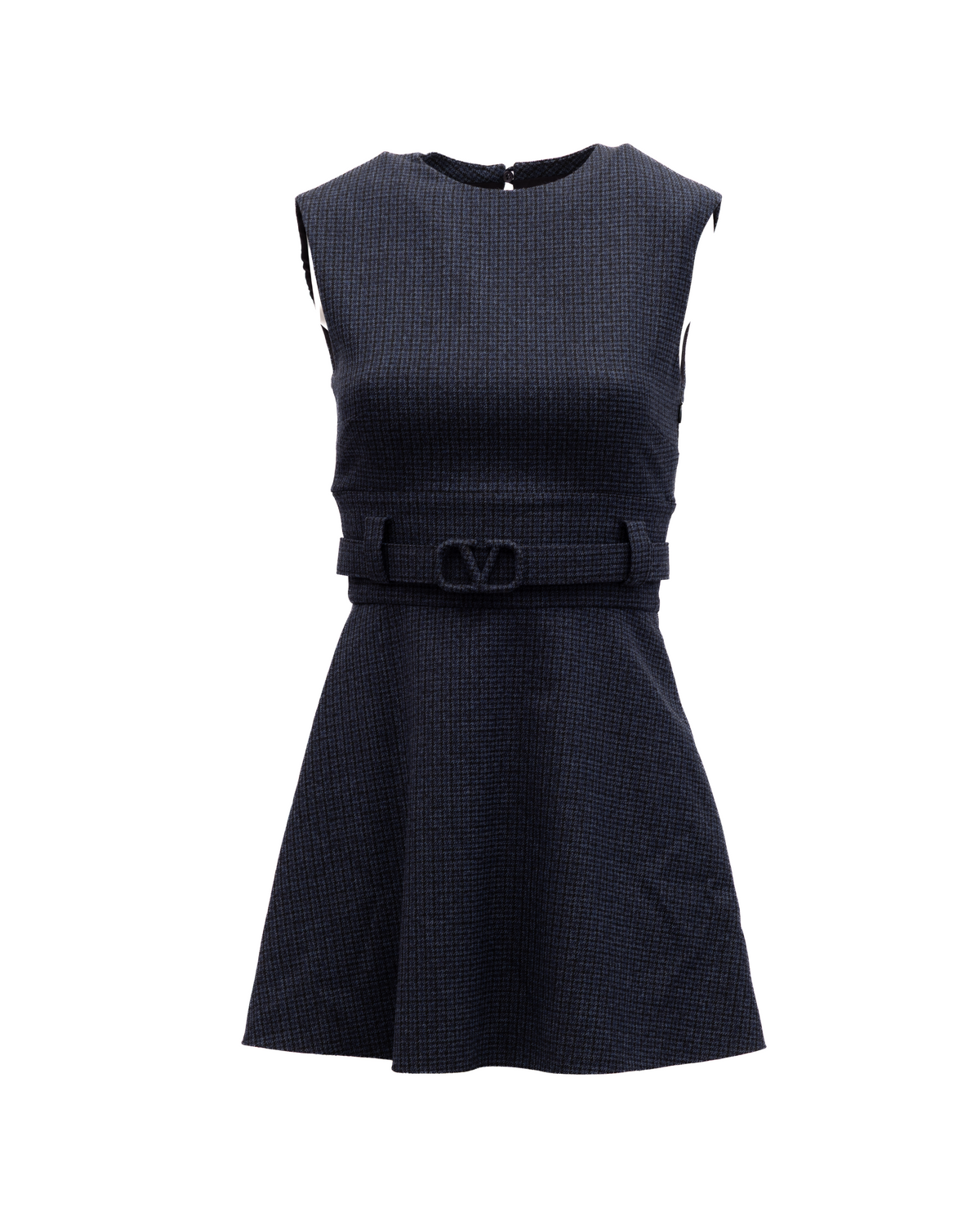 Navy Check Sleeveless Mini Dress