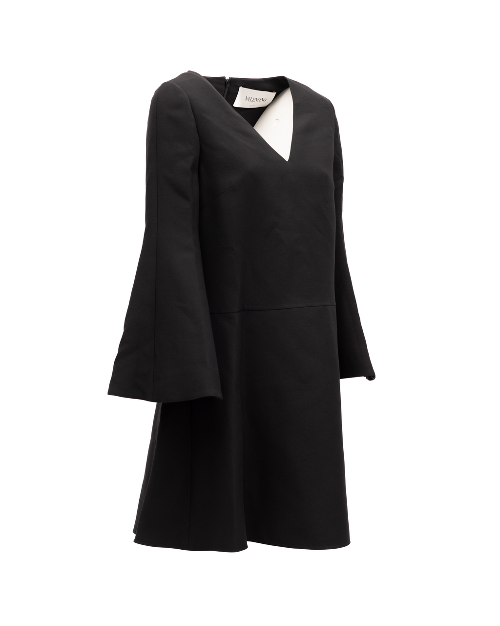 Black V-Neck Dress with Flared Sleeves