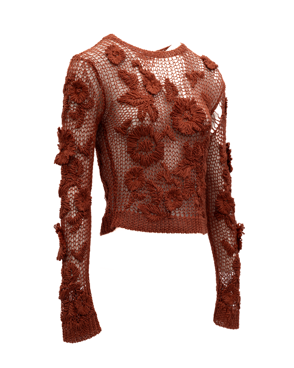 Rust Crochet Floral Top