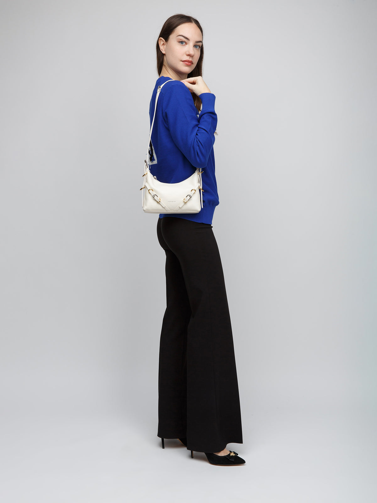 Beige Calfskin Shoulder Bag