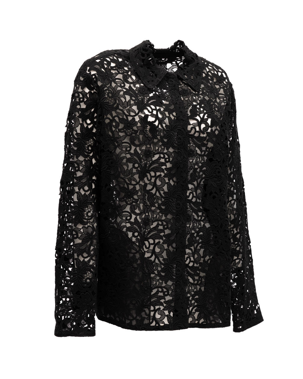 Black Floral Lace Shirt